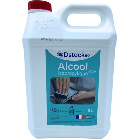 DSTOCK60 – Bidon de 5 litres d’Alcool Isopropylique 99.9% extra pur - Isopropanol liquide IPA parfait comme solvant, nettoyant et dégraissant