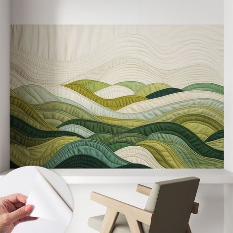 Papier peint adhésif autocollant pour salon chambre à coucher peint imprimé pour mur Collines de tissu 104x70 cm (1/5)