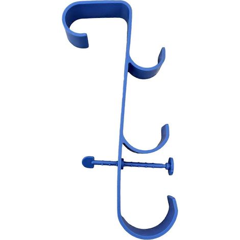 Support pour épuisette de piscine, support de rangement pour piscine, crochets télescopiques réglables pour perche à nageoires, bleu. (1/5)
