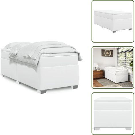 Sommier à lattes de lit avec matelas Blanc 90x190 cm Similicuir - Sommier À Lattes De Lit - Sommiers À Lattes De Lit - Lit - Meuble De Chambre À Coucher (1/5)