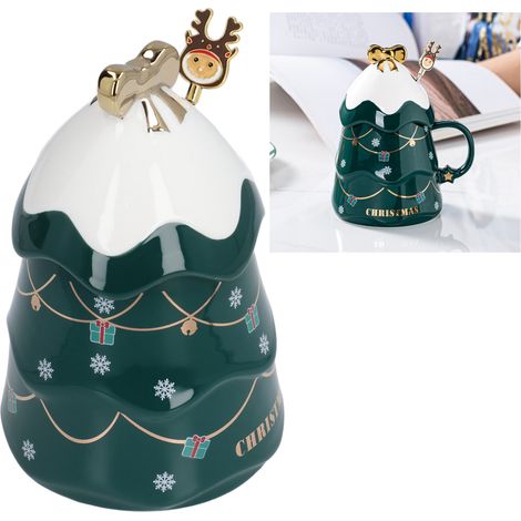 Grande Tasse Céramique de Noël 500ml avec Couvercle et Cuillère - Idée Cadeau Fêtes (1/5)