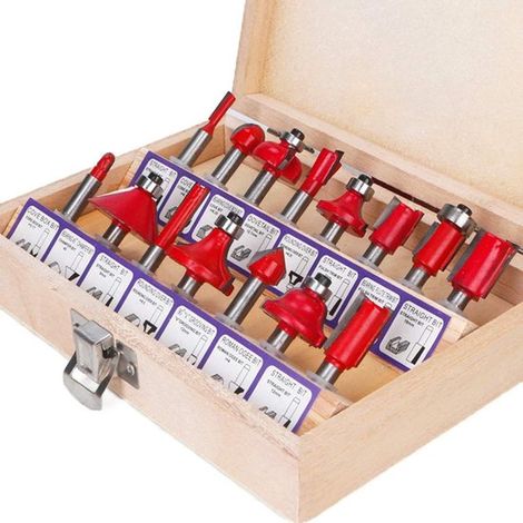 Dailygoods – Fräser – Holzbearbeitungs-Frässet – Hochwertig – 6,35-mm-Schaft – Fräswerkzeug – Ideal für die Holzbearbeitung – 15-teilig (1/5)
