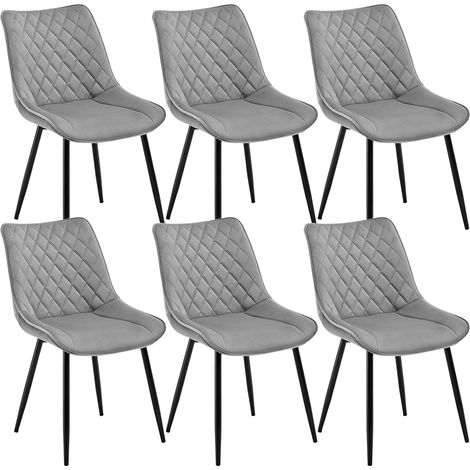 WOLTU Set of 6 Dining Chairs Velvet Office Kitchen Chair Living Home-Light Grey (1/5)
