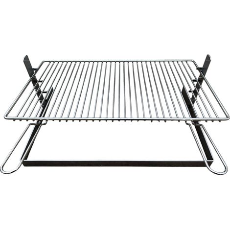 Griglia per Barbecue e Camino in Acciaio Cromato, Regolabile in Altezza, Struttura in Ferro, per Carne Pesce e Verdure 40x36cm