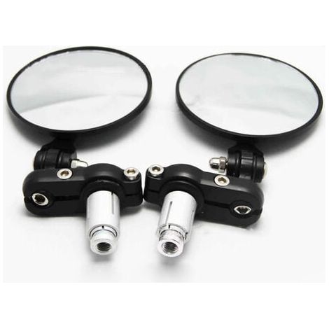 Espejo retrovisor lateral redondo negro para motocicleta, de 7/8" y 20 mm, para manillar de crucero, scooter y chopper, NPTERBL (1/4)