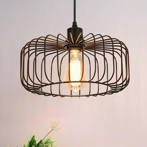 Black Modern Hanging Lamp E27 Round Metal Lamp Shade for Living Room Dining Room Bedroom (1/5)