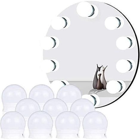 lumire De Miroir(miroir Non Inclus),10 Ampoules Hollywood Kit De Lumire Led Dimmable Lampe Avec Port Usb, 10 Niveaux De Luminosit, 3 Modes De Coul (1/5)