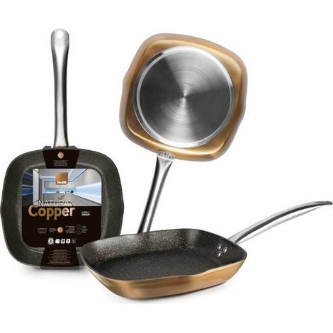 POELE A INDUCTION POUR GRILL. CUIVRE ALUM - 28X28 CM