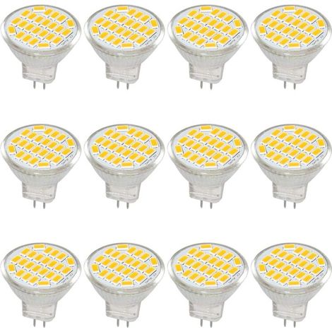 MR11 GU4 Ampoule LED lumière lumières DC/AC 10–30V 3 W, 12V, 24V, 30W Ampoule halogène équivalent, 400 lumens, Blanc chaud 3000K, LED de remplacement pour kit, jardin, intérieur, (lot de 12) (1/5)