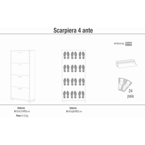 ESSENZA - scarpiera a 4 ante