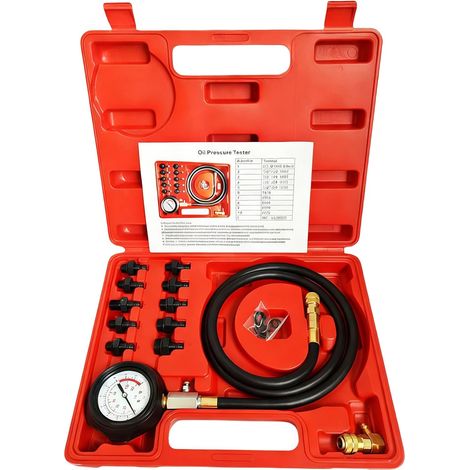 Oil Pressure Tester Kit, 0-140 PSI Oil Pressure Tester Tool, Engine Cylinder Compression Tester for Fuel System, Suitable for (1/5)