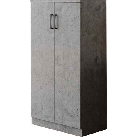 Mehrzweck-Schuhschrank Zementgrau Melaminholz 2 Türen H130x71x38 (1/2)