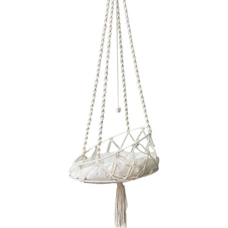 Hamac en Macramé pour Chat - Lit Suspendu Balançoire avec Crochet pour Détente - Fixation Murale (1/5)