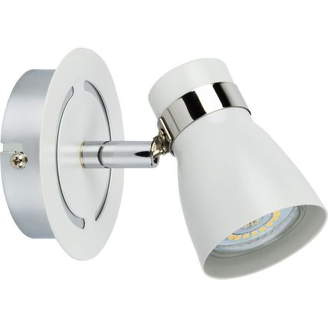 Arum Lighting – Applique murale chambre GU10 inclinable – Finition blanche et chrome – Socle rotatif 360° – Pour intérieur – Ampoule non fournie