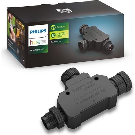 Philips Hue Connettore a T, per Esterni, Cavo di Estensione per Sistema Illuminazione Smart, Nero (1/4)