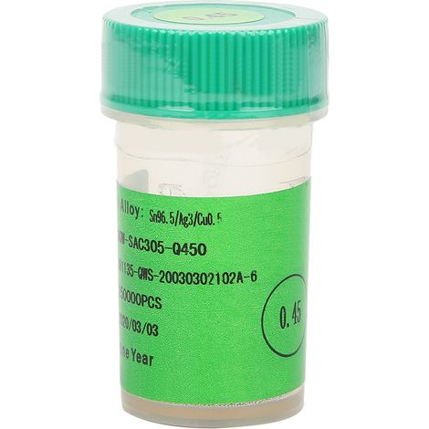 Boule de soudure sans plomb 0.45mm pour rebillage et soudage de cartes PCB (1/5)