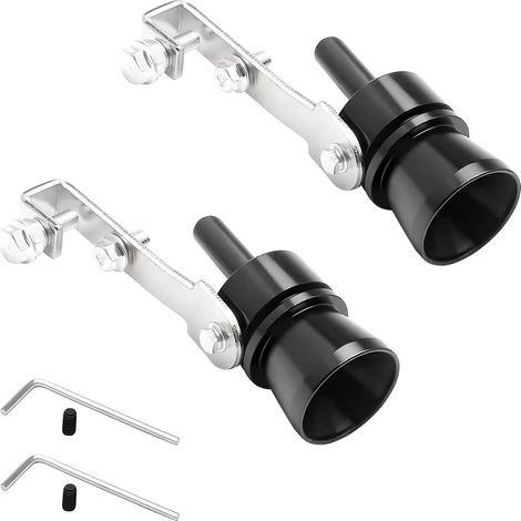 Set di 2 tubi di scarico turbo neri – Silenziatore di scarico universale in lega di alluminio per tutti i tipi di veicoli – Accessori per tubi di scarico auto (1/5)
