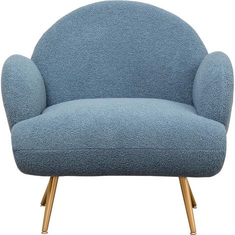 Blauer Plüschsessel in Form eines Teddybären, geschwungener Hochlehner-Sessel, minimalistischer Sessel für das Wohnzimmer, blau. (1/5)