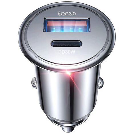 Allume Cigare USB, USB C PD 30W Charge Rapide Chargeur Voiture, USB A QC3.0 Chargeur Allume Cigare USB Tout métal pour iPhone 14 13 12 11 Pro Max Samsung S21 Galaxy Huawei iPad AirPods Switch LG (1/5)