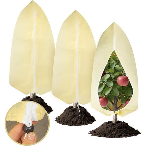 Lot de 3 Voile Hivernage Plante Exterieur 100x120cm Housse Hivernage Plante Exterieur Réutilisable avec Fermeture Éclair,Voile d'Hivernage pour Plantes, pour Palmiers et Olivier (1/5)