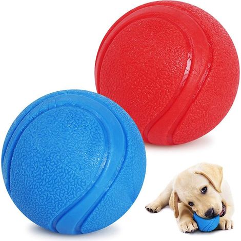 Balle Chien - Caoutchouc Naturel - Rebondissante - Pour Entraînement Agility et Nettoyage Dentaire - 2 Pièces - Diamètre 5 cm (1/5)