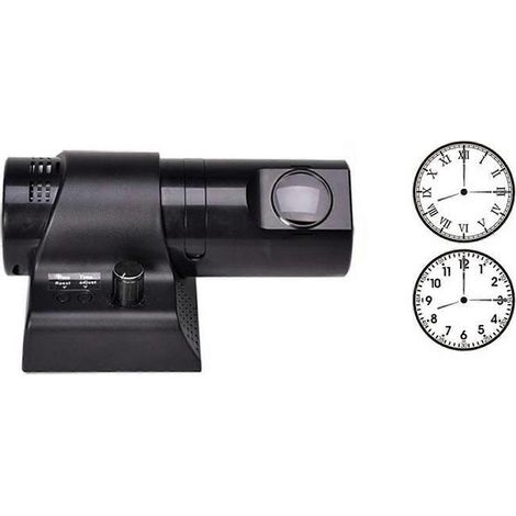 Horloge de projection murale avec luminosité d'écran réglable, deux cadrans numériques commutables, adaptée aux plafonds de chambre, noire. (1/5)