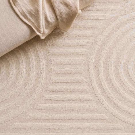 Tapis doux beige forme arches 60x110cm (1/5)