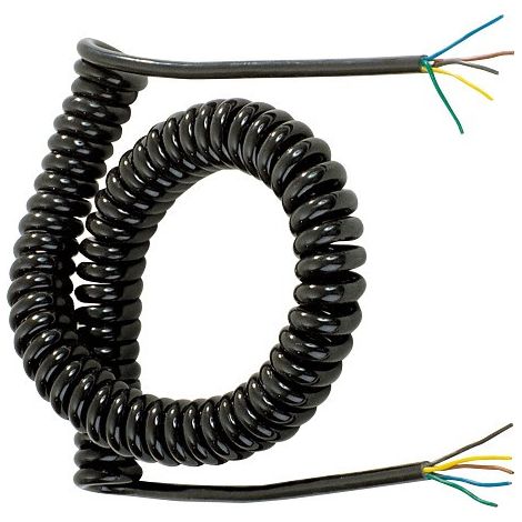 Maxter – Cordon spiralé nu PVC 5 conducteurs 0,5 mm² – Longueur 7 mètres – Gaine résistante aux intempéries – Conducteurs de couleurs pour repérage facile (1/2)
