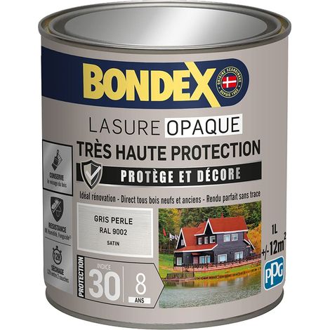 Lasure Opaque Très Haute Protection Satin Gris Perle Ral 9002 1 L (1/5)