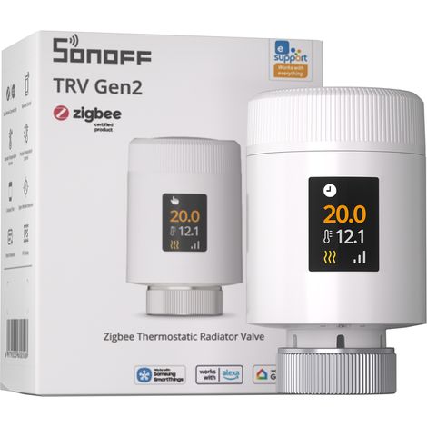 SONOFF TRV-ZBT Gen2 Zigbee-Thermostatventil für Heizkörper, geeignet für beengte Räume,hochauflösender Farbbildschirm zeigt die Temperatur in Echtzeit an, intelligente Zeitplaneinstellungen und intell (1/5)