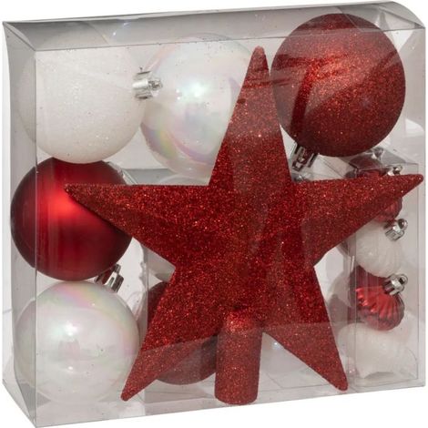 Paris Prix - Kit 18 Pièces Déco noël 21cm Rouge & Blanc (1/5)