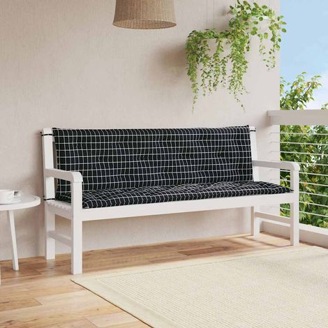 vidaXL Coussins de banc de jardin lot de 2 carreaux noir 150x50x7 cm (1/5)