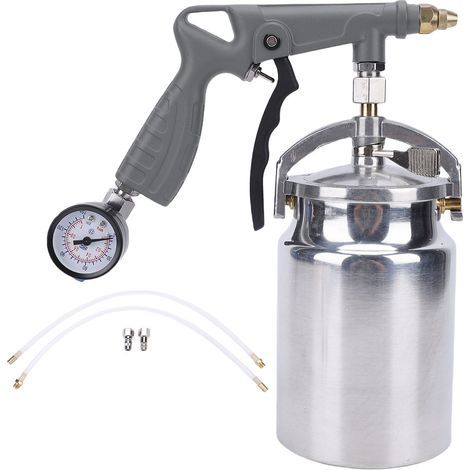 Paint gun kit for undercoat, quick-connect fitting, wide-mouth reservoir, straight hose, pressure gauge for rust protection (1/5)
