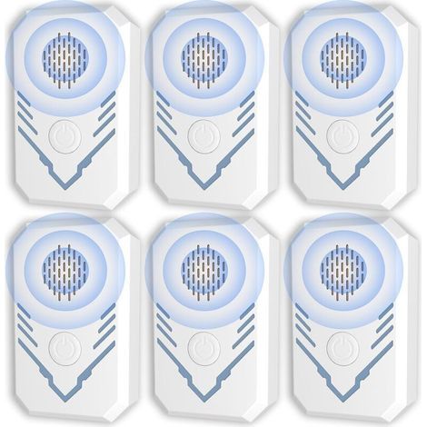 pair Ultrason pour Souris et Rats 6 Pièces, Anti Souris, Silencieux à L'intérieur, Répulsif pour Souris et Rats, Antiparasitaire Répulsif pour Moustiques Cafards