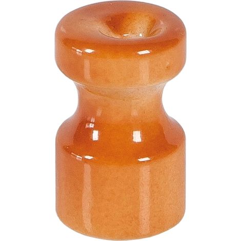 FANTON Isolatore in ceramica colore terracotta Kit 6 isolatori Ø 16mm h 25 mm per installazioni cavo seta vintage completi di viti ottonate 89030TC (1/2)