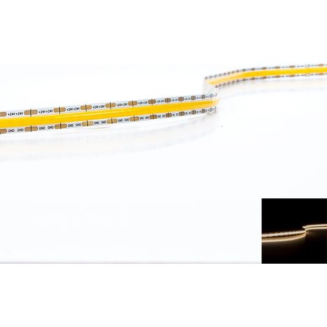 COB Single Cut 24V LED Streifen 5M 10W/m 8mm 528LED/m - Lichtfarbe: Warmweiß 3000K - Schutzart: IP20 (1/5)