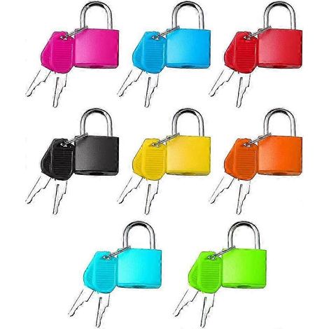 Lot de 8 cadenas pour valise avec clés, petits cadenas en métal coloré P202112241050 (1/5)
