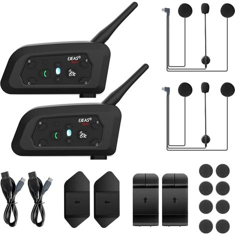 V6 Pro+ 1200M BT interphone Moto Casque de Moto Interphone Duplex Interphone Casque avec contrôle du Bruit avancé pour Un Maximum de 6 Coureurs (2 pièce) (1/5)