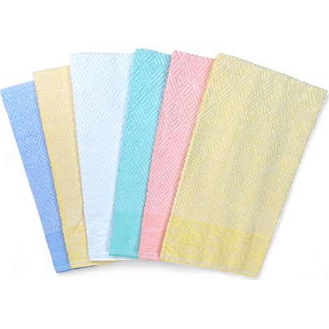 Set 6 Asciugamani Bagno Grandi, Modello Venere, Jacquard, Puro Cotone, Colori Assortiti, Made in Italy Cm. 70x120