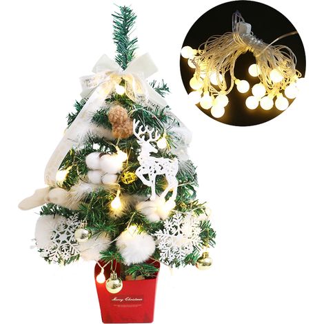 Set mit Mini-Weihnachtsbäumen im koreanischen Stil, 60 cm, Tischdekoration mit Lichtern (3 AA-Batterien nicht enthalten) (1/2)