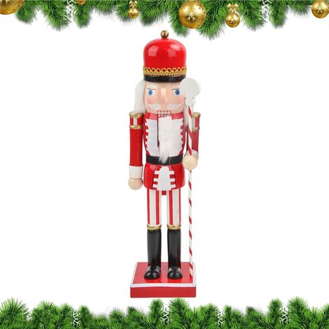 Casse-Noisette en Bois Figurine Casse-Noisette Soldat en Bois 38 cm Décor de Noël pour Étagère Table Cuisine Salon Chambre Fête (1/5)