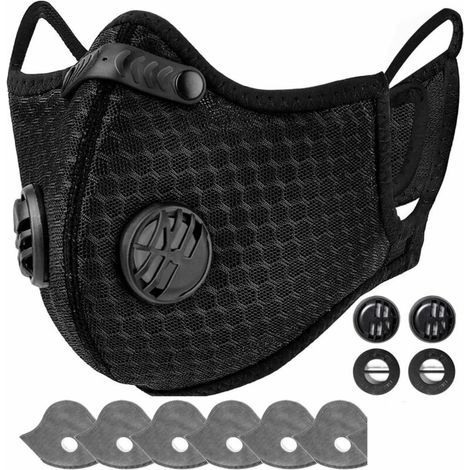 Masque Anti-poussière Lavable Réutilisable avec 6Filtres pour La Course à Pied, Le Cyclisme, Les Activités de Plein Air, (1/5)