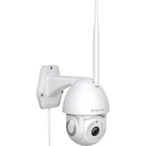 Cámara de seguridad exterior WiFi inteligente Tellur de 3 MP, Ultra HD, con seguimiento automático y función PTZ, color blanco. (1/3)