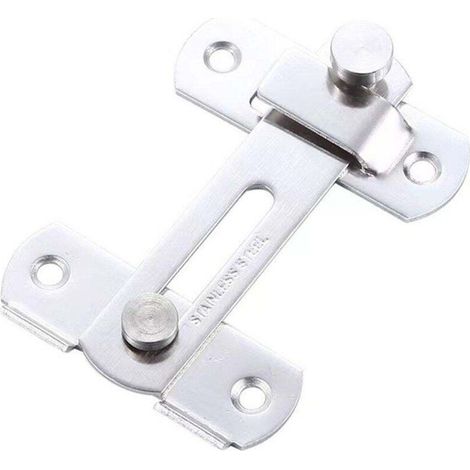 Lot de 2 verrous de porte coulissante à 90° pour usage domestique, couleur argent plat, taille L. (1/5)