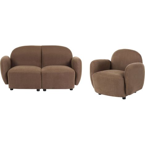 Sofa Set 3-Sitzer JULE Stoff Braun (1/5)