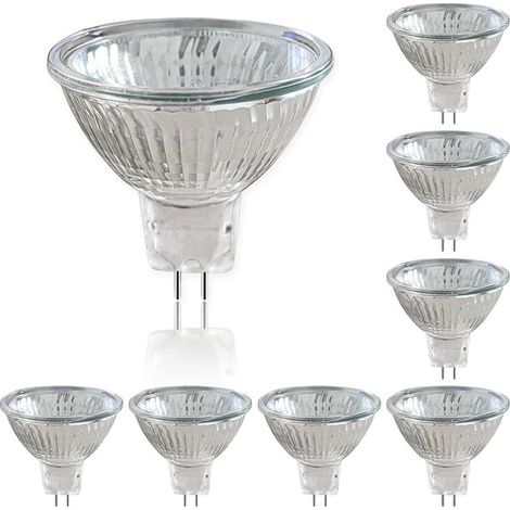 Pack de 8 Ampoules Halogènes à Réflecteur 12V GU5.3 50W, Spot à Intensité Variable, Ampoule Spot Halogène MR16, 660LM, Blanc Chaud 2700K, Faisceau 36°, Culot 2 Broches pour Appairage d\\'Ampoules (1/5)