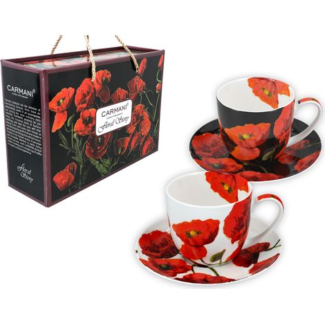 Set aus 2 Tassen mit Untertassen, florales Motiv, florales Motiv, ZUHAUSE (1/5)
