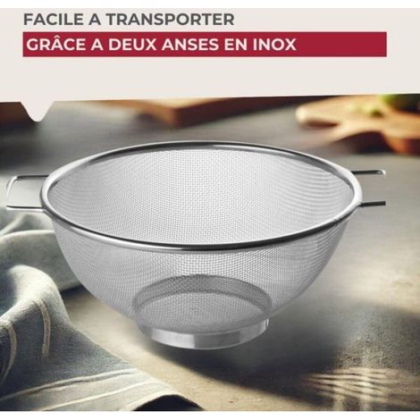 Passoire Tamis INOX, passoire, Tamis, passoire Chinois, Acier Inoxydable, Argent, 26 x 11,5 cm (1/4)