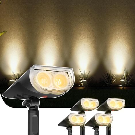 Lampe Solaire Extérieur 3000K Blanc Chaud LED, Marche/Arrêt Automatique,IP65 Etanche, StarRayS LED Projecteur Solaire pour Jardin (1/5)
