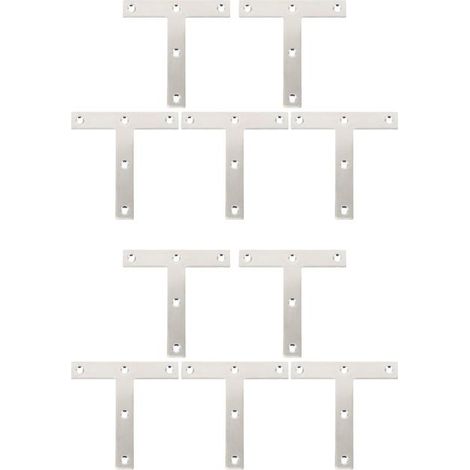 Paquete de 20 escuadras planas en forma de T para reparación de muebles, chapa de madera, 90 grados, 80 mm x 80 mm (1/5)